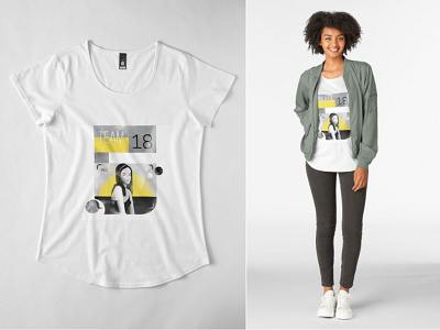 Team 18, concept fashion poster on Redbubble T-shirt 2021 business design fashion flat gray illustration landing pantone photography pose poster recording sign symbol tecording texture video woman yellow