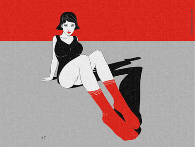 Woman in red socks christmas