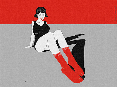 Woman in red socks