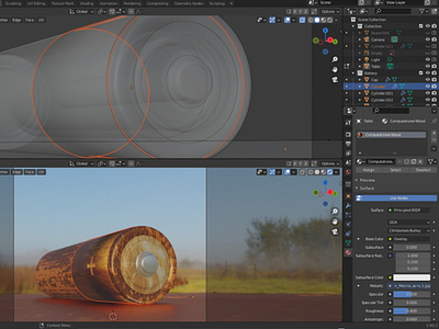 Wooden battery 3D for an article on new energy sources