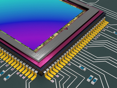 Digital Camera Sensor Close Up, 3D rendering