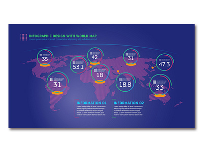 Vector infographic design with world map 3d branding data diagram digit illustration info infographics map minimalism