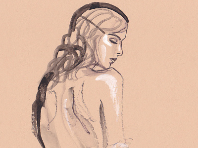 Please somebody invitre me to Dribbble! brush girl minimalist nice nude pencil profile sexy toned toned paper