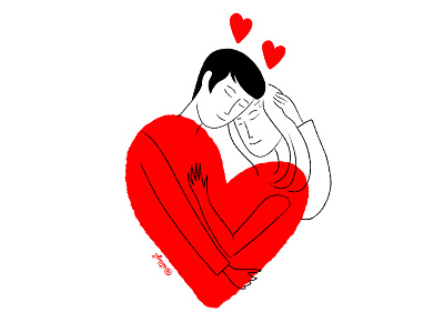 Happy Valentine's Day Postcard atdigit greeting minimalism postcard red valentine