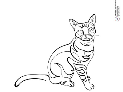 With one line: the cat animals art atdigit bothhandsart cat concept continuous line liner minimalism realism sketch