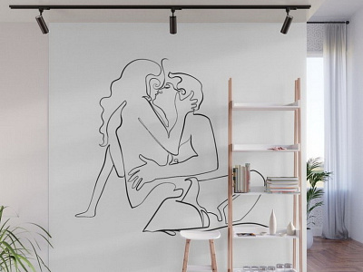 Society 6 Home Mural art bedroom continuous line couple girl home ink love minimalism sex sexy society6 wall