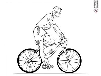 Cyclist bysicle continuous illustration ink line man minimalism sport sports