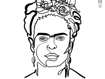 With one line: Frida art continuous line design frida girl illustration ink minimalism minimalist portrait