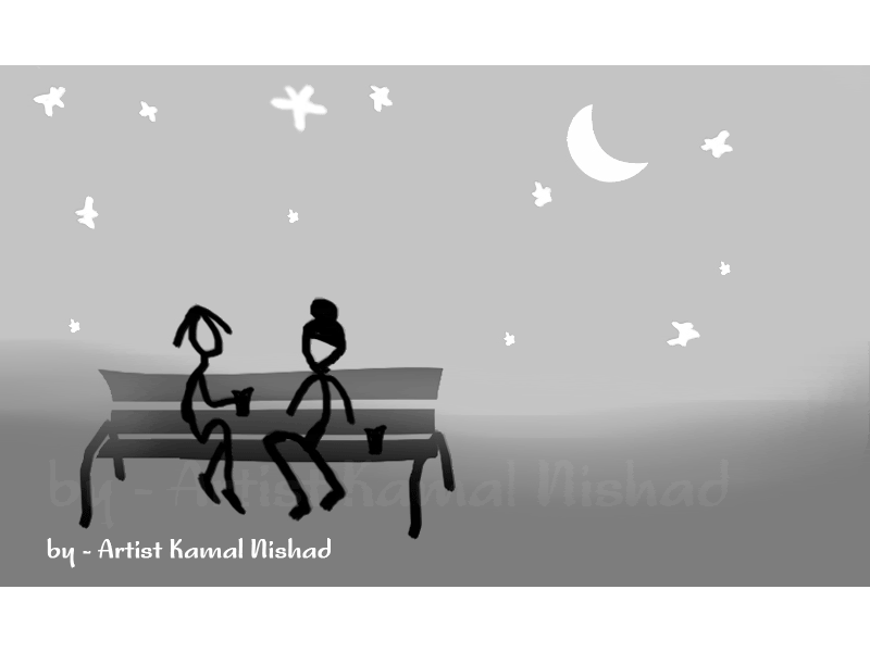 Girlfriend needs Moon - GIF Animation by Artist Kamal Nishad