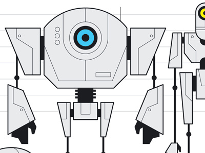 robot lineup boston globe editorial freelance illustration robot vector