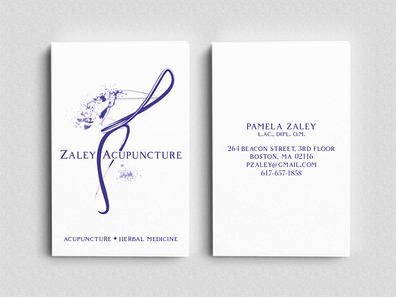 Zaley Acupuncture branding business cards design graphic design layout logo print print design spot gloss