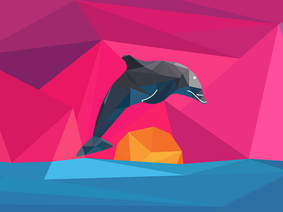 Low Poly Dolphin design illustration