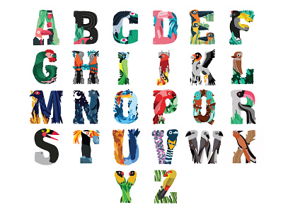Illustrated Alphabet 2d adobe alphabet animal art bird character creation colour design digital digital art drawing font graphic art illustration illustrator type type art type daily vector