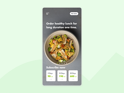 Homepage for Healthy Food App