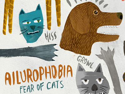 Ailurophobia cats dog fear hand lettering