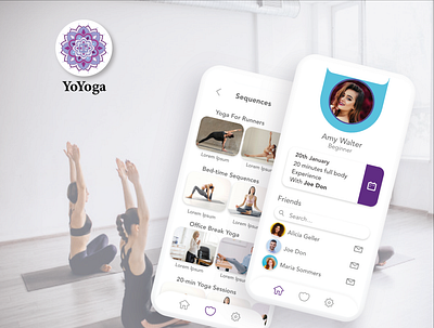 YoYoga app application branding design health illustration interface ui ux yoga