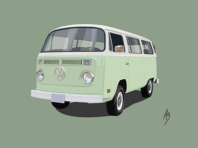Volkswagen t2 classic digital art illustration oldtimer vector