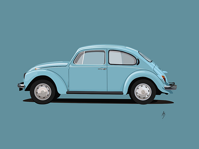 Volkswagen beetle beetle blue car classic digital art illustration oldtimer vector volkswagen