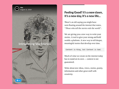 Stories feature for writers - Voz Stories design feature illustration mobile people script simple sketch social stories thevoz voz web