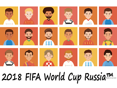 2018俄罗斯世界杯足球明星 平面 插图 海报 设计