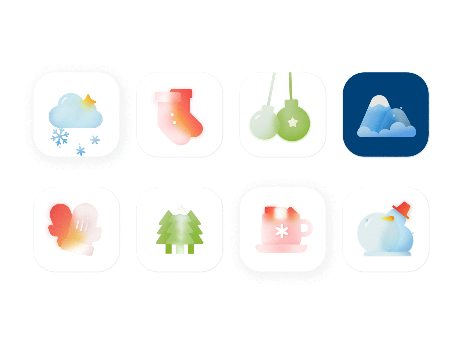 Frosted Glass Winter icons design glass icon icon design iconography morphism ui ux ui vector web webdesign