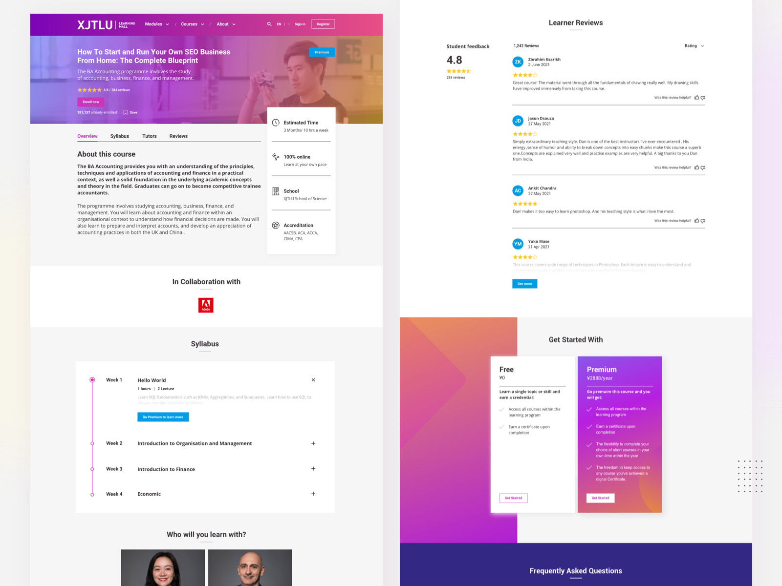 Web Design For Online Courses By Yingyi Zhang On Dribbble