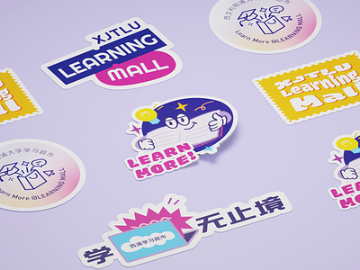 Online Learning Stickers 3d branding design e learning illustration online learning stickers university vector