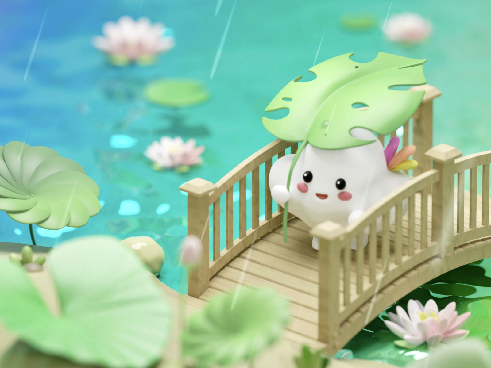 3D Summer Illustration 3d blender design illustration lotus rain render summer