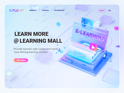 E-learning 3D banner design 3d blender branding c4d design e learning mockup render university