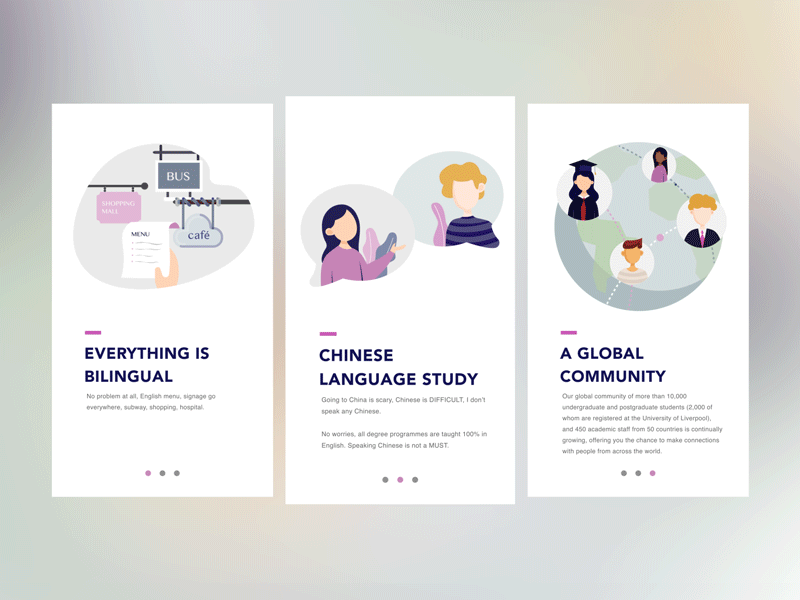 Introduction pages for University. adstract app art branding clean culture design illustration mockup motion animation motion graphic prototype ui uidesign uiux university ux ux ui web webdesign