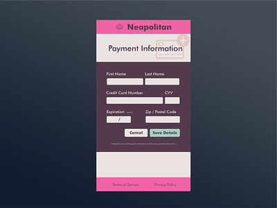 Add Payment Info - Day 2 Challenge dailyui dailyui 002 graphic design
