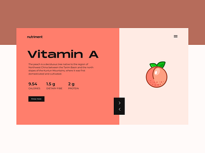 Nutriment Website - Peach citrus design fruits lemon minimal nutrients nutrition nutrition app peach ui vitamin