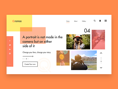 Qromos Photo Gallery Website Concept blog clean design gallery interaction design landing page landing page concept logo photography simple typography ui uxui web design webpage website