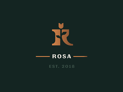Rosa branding gold identity letter premium r rose type