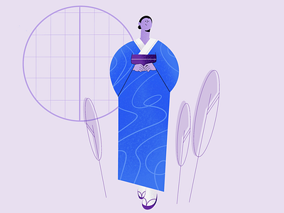 Kimono woman 2d art direction design design art illustration japan japanese japanese culture minimal ui woman