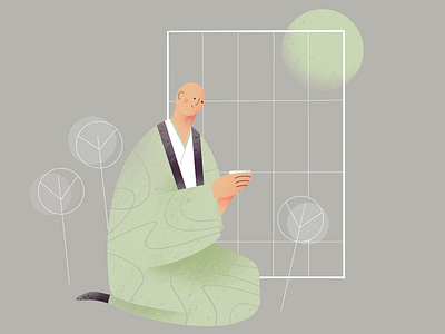 Tea ceremony 2d design illustration japan japanese minimal procreate vector yoga zen zenman