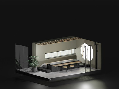 Minimalist room 3d 3dcg blender blender3d c4d cinema4d design illustration interior isometric isometricart japan minimal