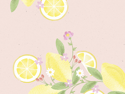 L E M O N S 🍋🌸 citrus flowers fruit illustration illustrator lemons print retro texture