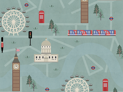 London Map Detail big ben city illustration illustrator london map pattern pattern design surface pattern design tree underground vector