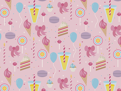 Party Pattern cake girls graphic illustration party pattern pattern design pink sugar sweets vector
