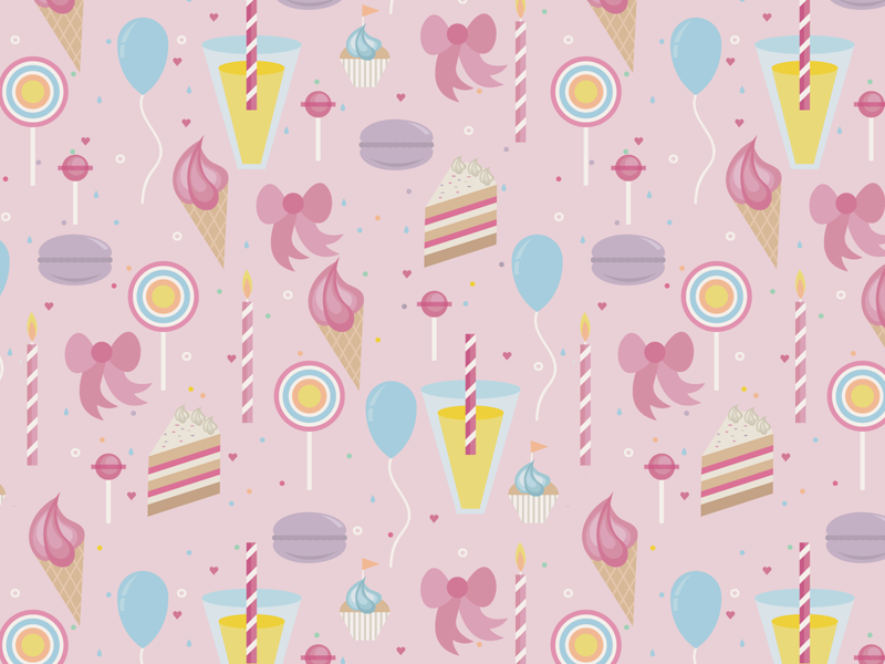Party Pattern illustration vector pattern pattern design graphic pink party girls cake sweets sugar