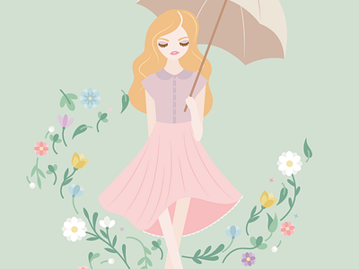 Lilac Blossoms... character design fashion floral flowers girl graphic design illustration illustrator print vector