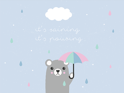 It's Raining animal bear cloud graphic illustration illustrator texture