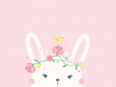Easter Bunny bunny character chick cute easter floral flower crown flowers illustration illustrator rabbit vector