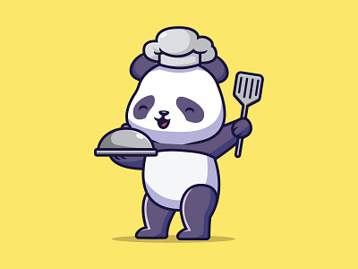 Cute panda chef cartoon illustration