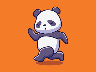 Cute panda running cartoon illustration