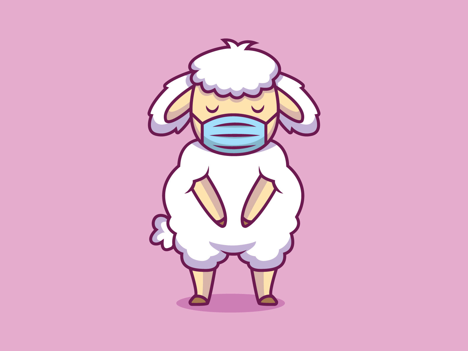 Cute Sheep Using Mask Cartoon Illustration By Bayu Noviandi On Dribbble