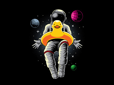 Astronaut with duck balloon character