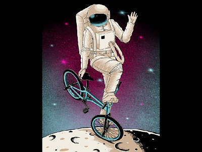 Astro freestyle astronaut bmx freestyle illustrator procreate app