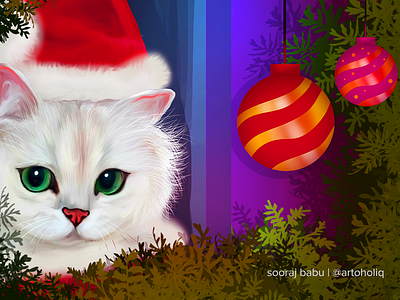 Merry Christmas #illustration adobe animal cat cats christ christmas december illustraion illustration pet